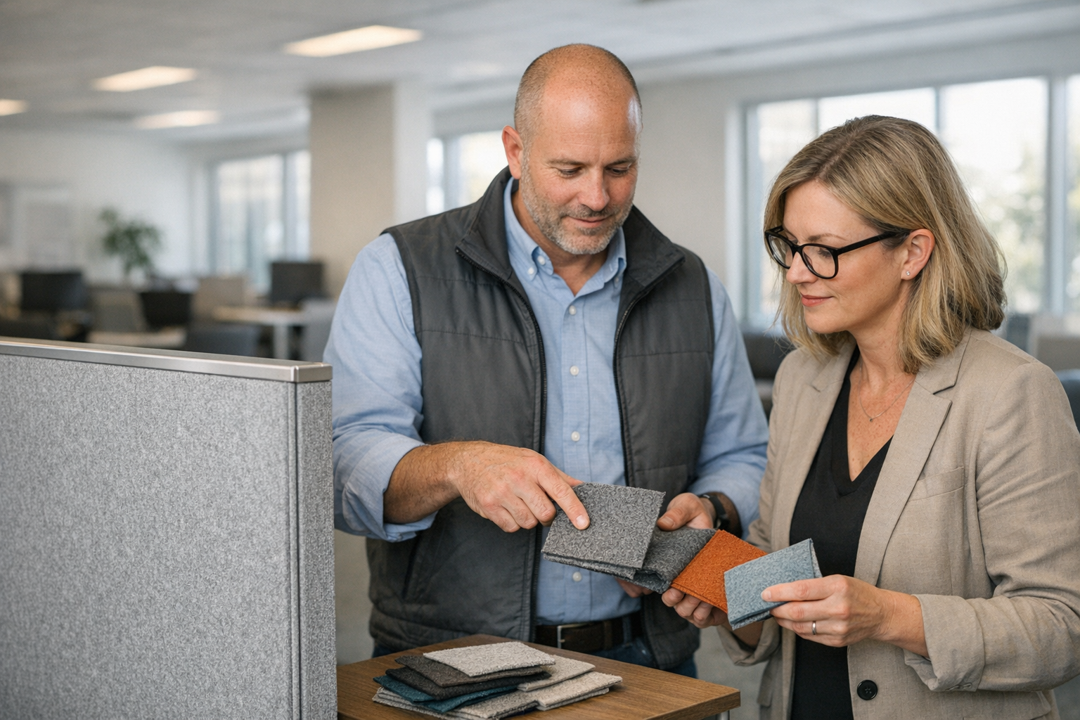 Akoestische scheidingswand in kantoorruimte