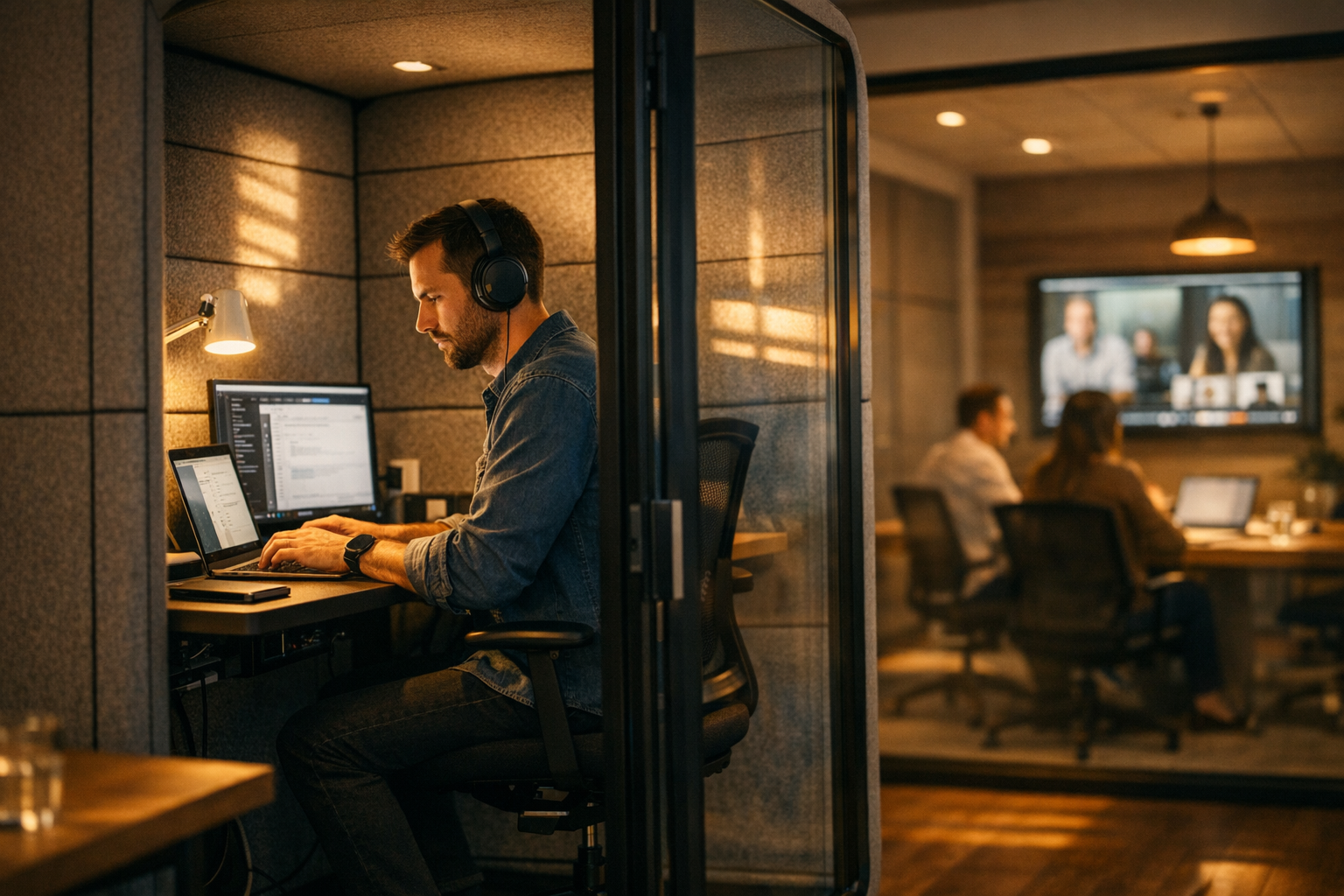 Flexibele vergaderruimte met videoconferencing setup